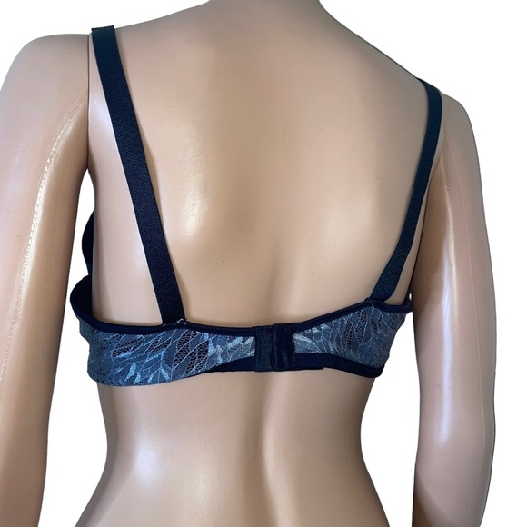 Vanity Fair black & gray push up underwire lightly padded bra SZ 36C - Picture 2 of 9